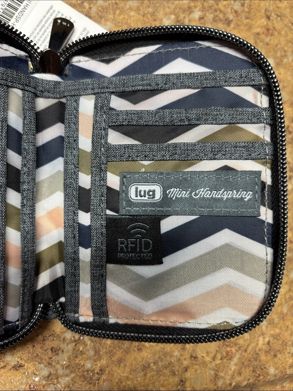 lug Quilted Mini Zip Wallet - Charcoal NWT